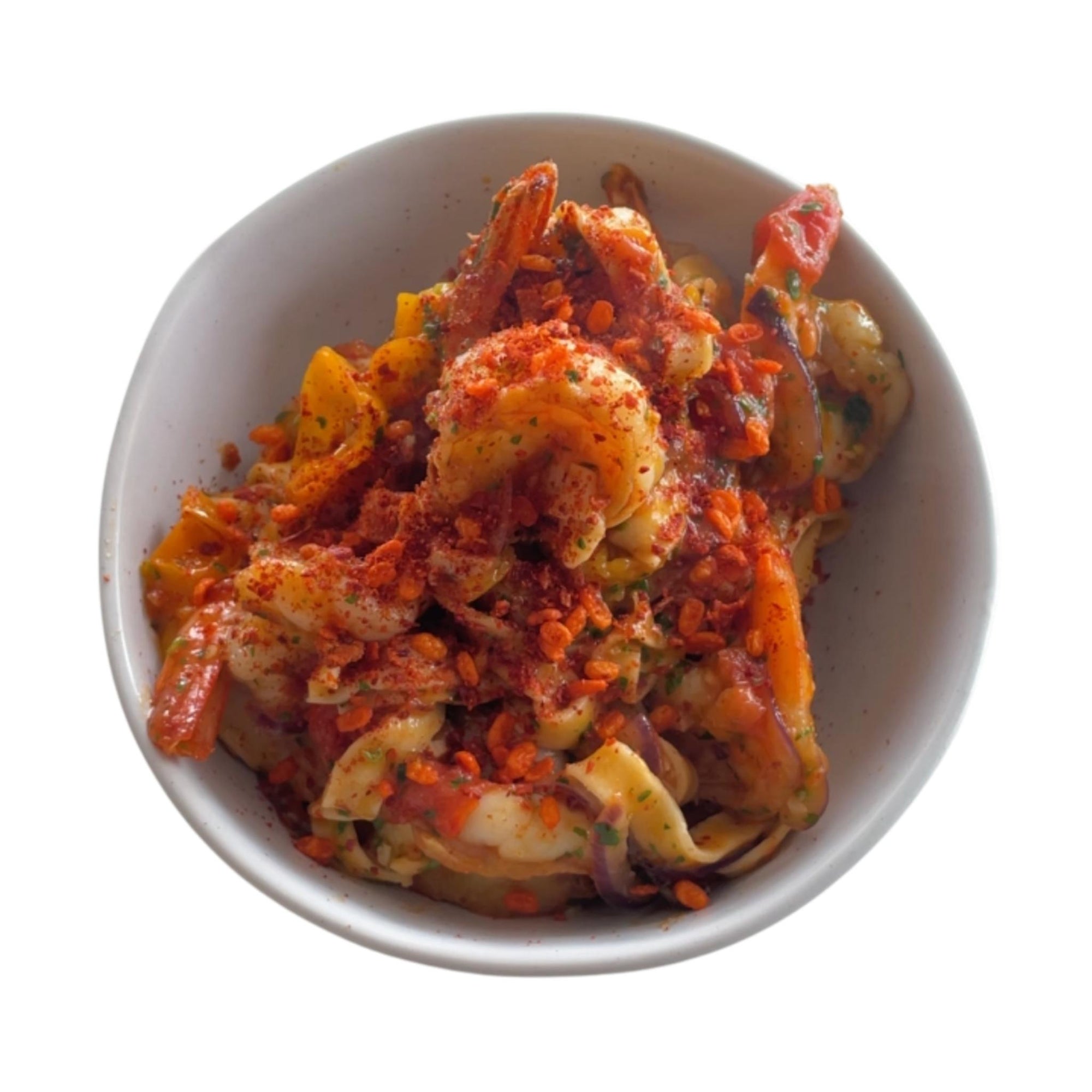 Chilli garlic prawn pasta with Chilli Tomato