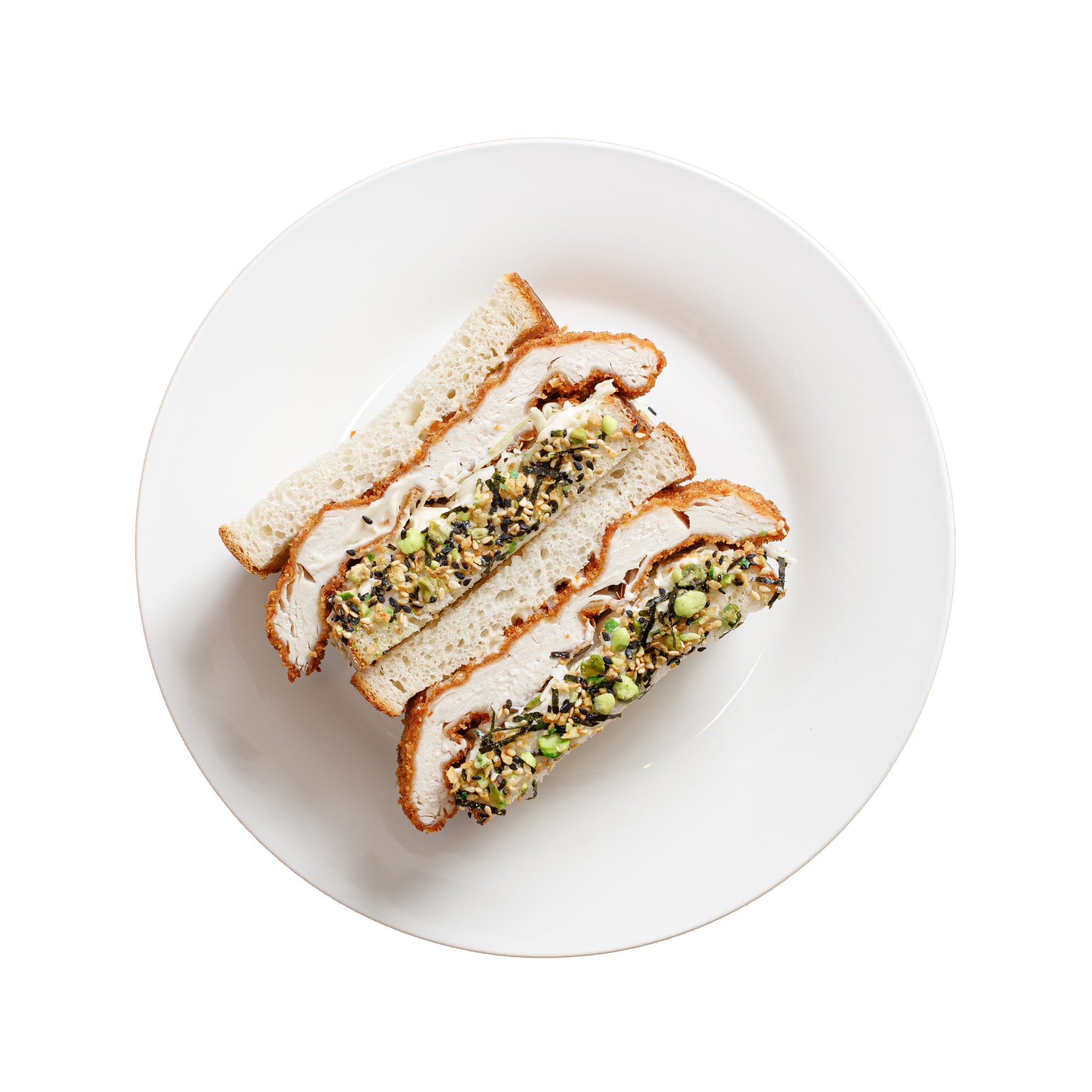 chicken schnitzel sandwich with BiGG Wasabi Seaweed